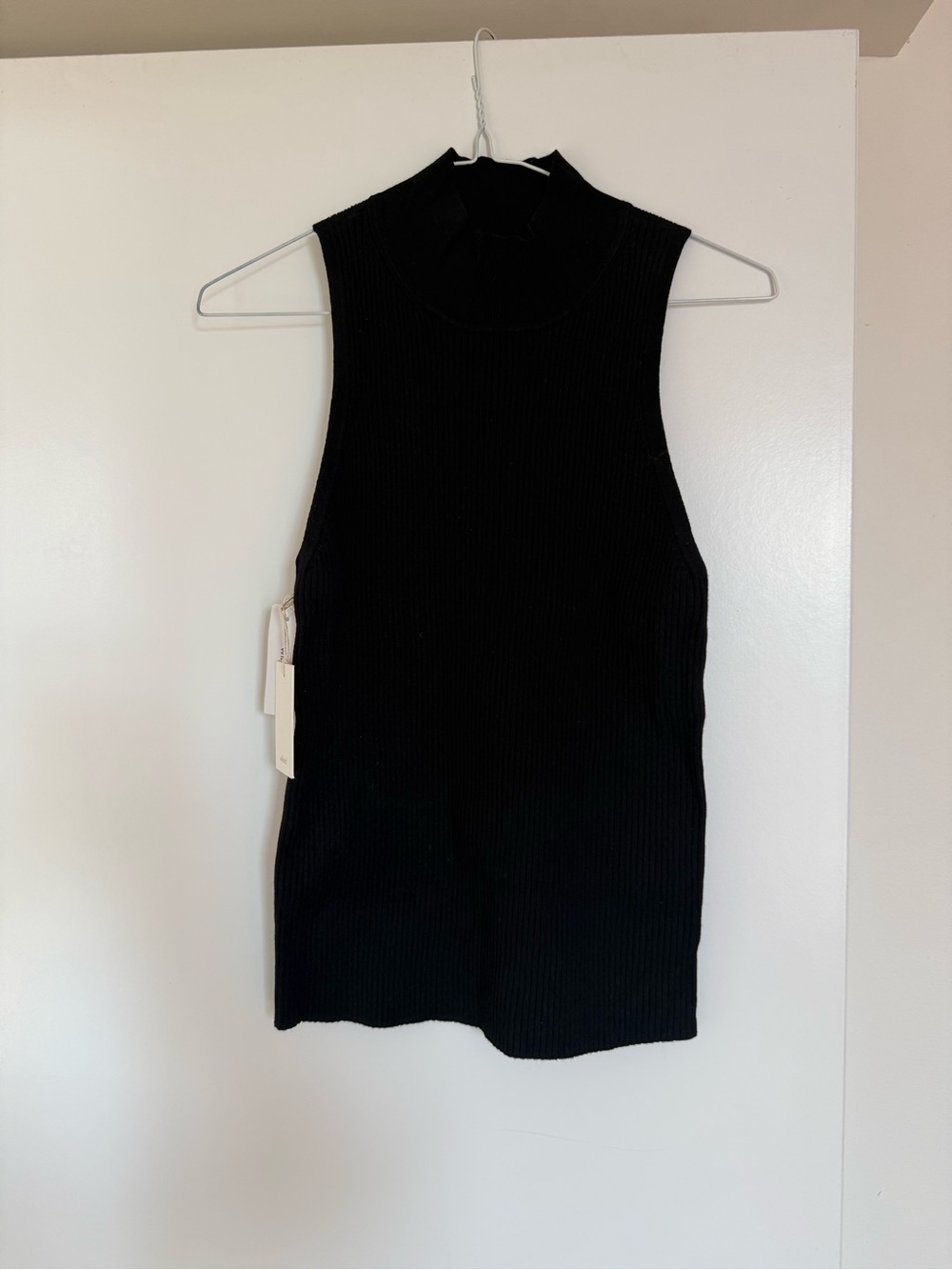 Aritzia Sleeveless Mock Neck Ribbed Tank - Black